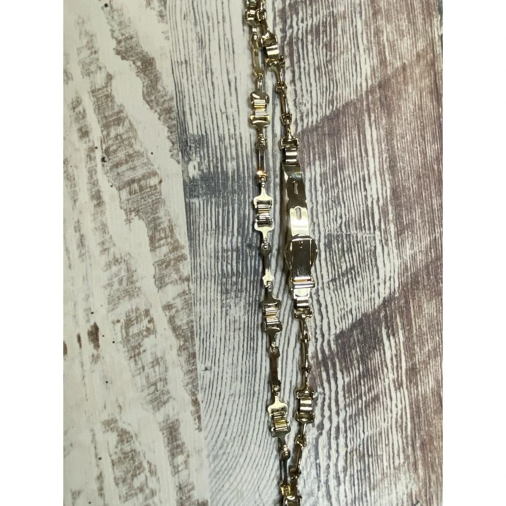 Vintage 80s Gold Tone Watch Style Linked Belt Small Retro Metallic Chain